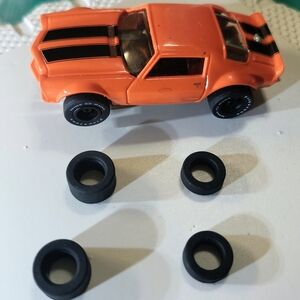 Slot Car AW Round 2 Orange Muscle Car with Black Racing Stripes